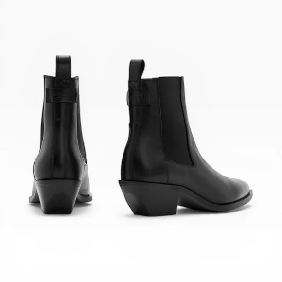All Saints Fox Pointed Black Toe Leather Chelsea Boots – Sz EU37/US7